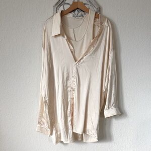 The Post • Cream Satin Asymmetrical Blouse